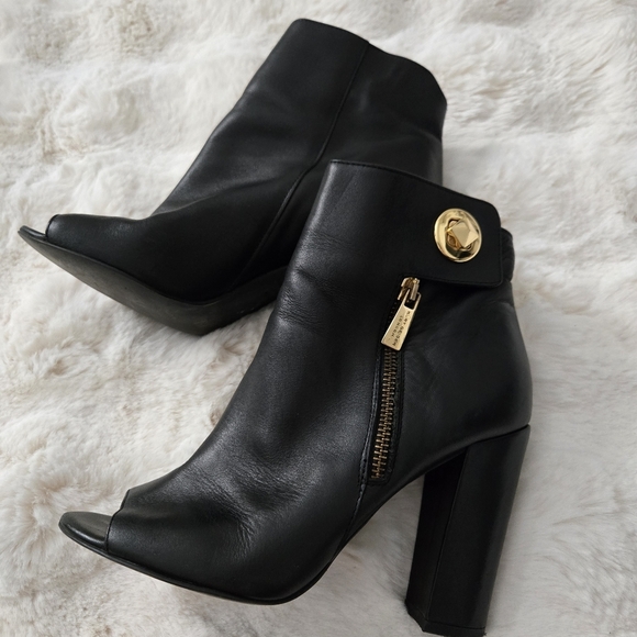 Kurt Geiger London Leather Heeled Peep toe Boots Size 38 #123 - Picture 4 of 10